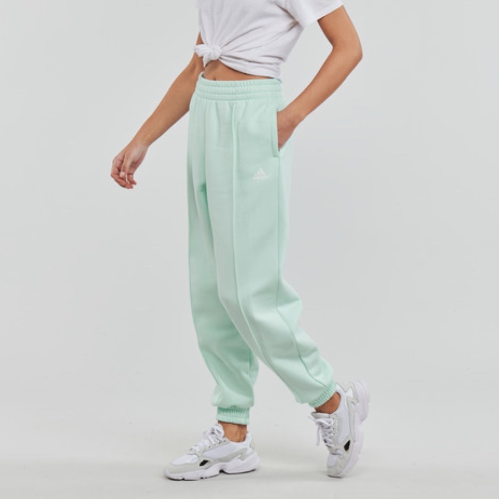 Adidas Women's Essentials Studio Midrise Fleece Pants Ice Mint/ White 2X NWT